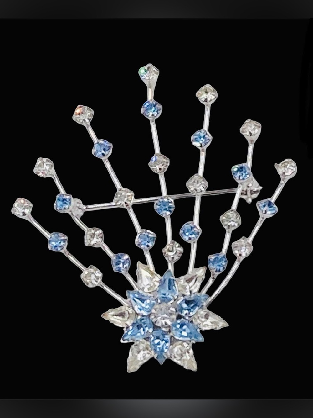 Vintage D’OR Sterling Atomic Age Rhinestone Star Brooch